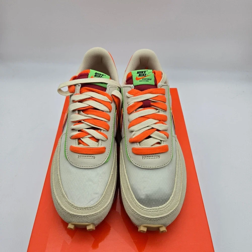 Nike Mens Orange LDWaffle x Sacai x CLOT Lifestyle Sneakers 8